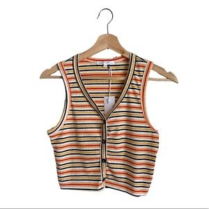 [Antistar] Sleeveless Striped Crop Top